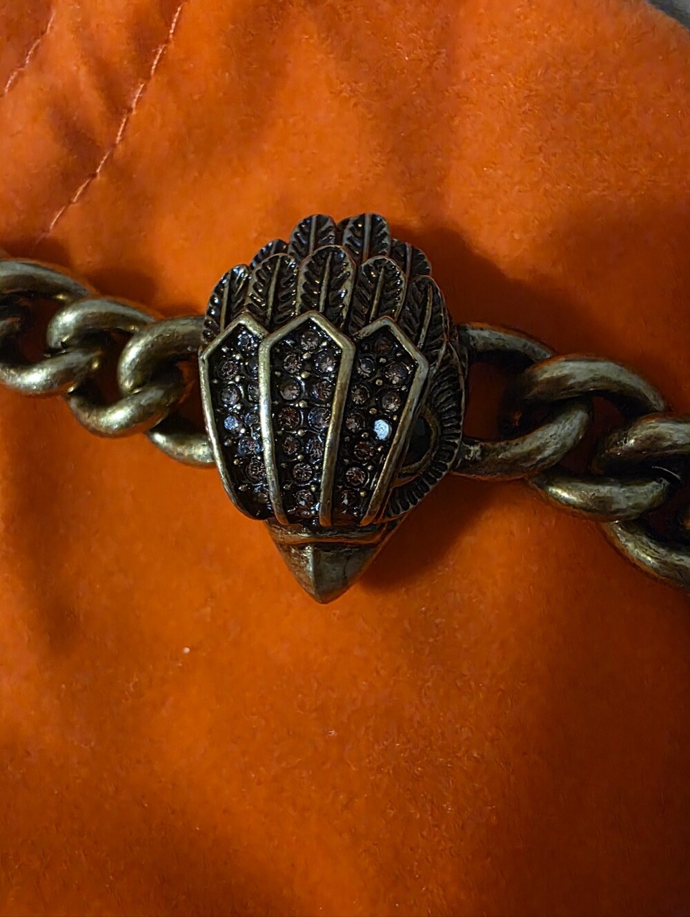 Kurt Geiger Antique Gold Pavé Eagle Head Chunky Chain Bracelet - Picture 3 of 4